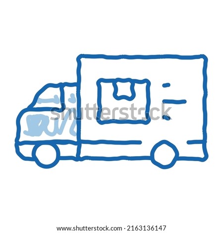 Courier Truck sketch icon vector. Hand drawn blue doodle line art Courier Truck sign. isolated symbol illustration