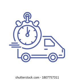 Courier van service with fast chronometer and fast shipping concept 