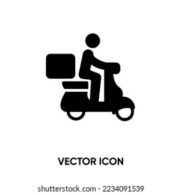 Kurier-Vektorsymbol. Moderne, einfache flache Vektorgrafik für Website oder mobile App.Lieferung oder Lieferung Mann Symbol, Logo-Illustration. Pixel perfekte Vektorgrafik	