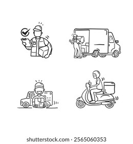 courier vector icon in sketch style