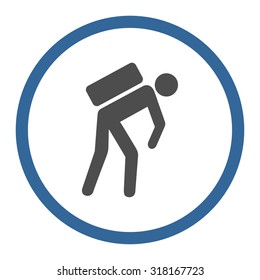 Courier vector icon. This rounded flat symbol is drawn with cobalt and gray colors on a white background.