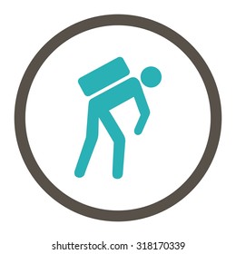 Courier vector icon. This rounded flat symbol is drawn with grey and cyan colors on a white background.