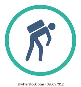 Courier vector icon. This rounded flat symbol is drawn with cobalt and cyan colors on a white background.