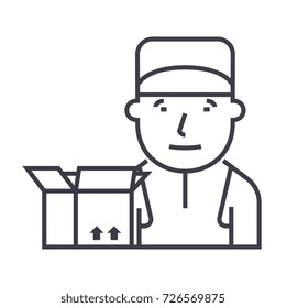courier vector line icon, sign, illustration on background, editable strokes