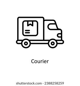 Ilustración de diseño de iconos de contorno vectorial de Courier. Símbolo de negocio y administración sobre archivo EPS 10 en fondo blanco