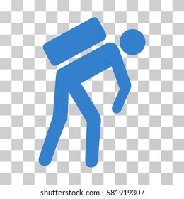 Courier vector pictogram. Illustration style is a flat iconic cobalt symbol on a transparent background.