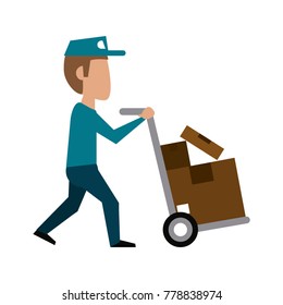 Courier with wheelbarrow