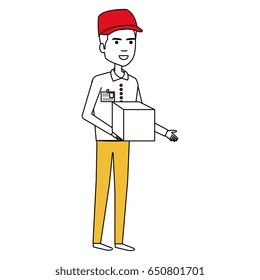 courier worker with box avatar character
