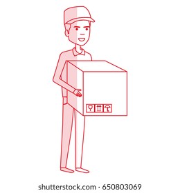 courier worker with box avatar character