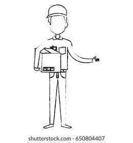 courier worker with box avatar character