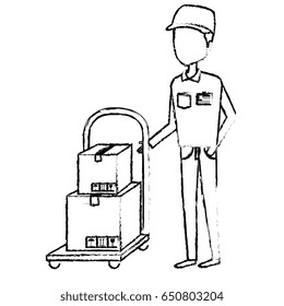 courier worker with car handle avatar character