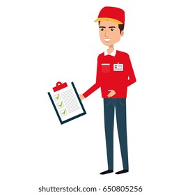 courier worker with checklist avatar character