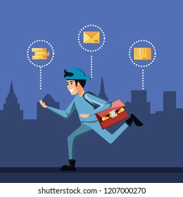 courier worker running of logistic service