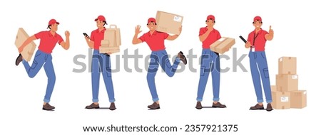 Couriers Deliver Packages, Ensuring Safe And Timely Delivery To Recipients. Their Efficiency And Reliability Make Them An Essential Part Of Modern Shipping And Logistics. Cartoon Vector Illustration