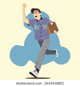 The courier's energy is palpable, a dynamic representation of the delivery process.  A crucial role in today's world.