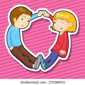 Courple holding hands with pink background