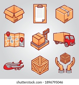 courrier shipping delivery icon set