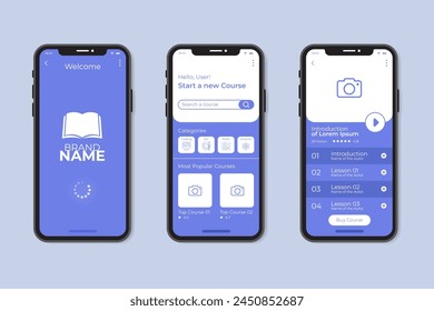 Course app collection template vector design in eps 10
