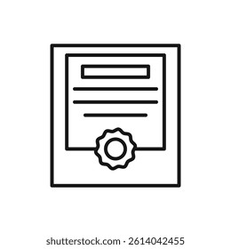 Course completion certificate icon line art vector