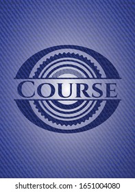 Course emblem with jean background. Vector Illustration. Detailed.