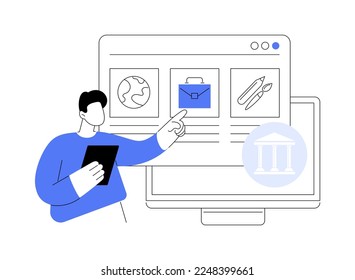 Course enrollment abstract concept vector illustration. Enroll in a course, apply for degree program, add to study plan, online enrollment system, registration form, new student abstract metaphor.