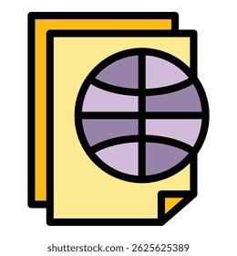 Course files icon outline vector. Document form. Book webinar color flat