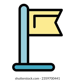 Course flag icon outline vector. Education seminar. Online school color flat