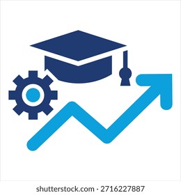 Estilo de ícone azul plano de melhoria do curso