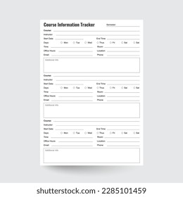 Course Information Tracker,Course Planner,Student Printable,Student Planner,Course Tracker,Class Tracker,Class Planner,course notebook,course tracker,collage course