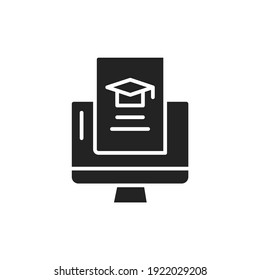 Icono de glifo negro material del curso. Ilustración vectorial. Pictograma de esquema para página web, aplicación móvil, promoción