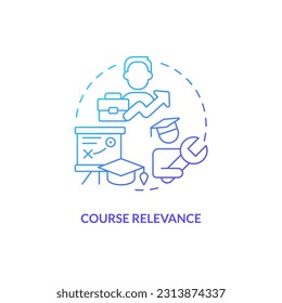 Course relevance blue gradient concept icon. Skills development. Education system. Employment. Human resource. Learning opportunity abstract idea thin line illustration. Isolated outline drawing
