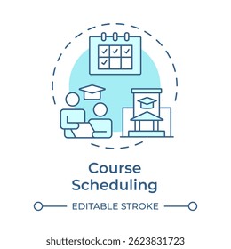 Course scheduling soft blue concept icon. Student services. Teaching plan, tutoring. Round shape line illustration. Abstract idea. Graphic design. Easy to use in article, infographic
