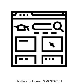 course search bar education platform line icon vector. course search bar education platform sign. isolated contour symbol black illustration