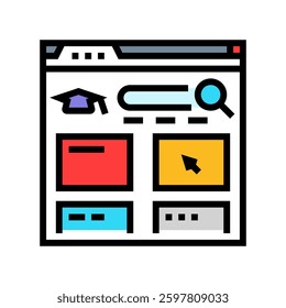 course search bar education platform color icon vector. course search bar education platform sign. isolated symbol illustration