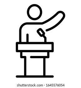 Course speaker icon. Outline course speaker vector icon for web design isolated on white background