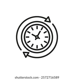 Course of time icon flat line symbol set.