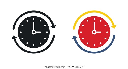 Course of time icons in black and colored version