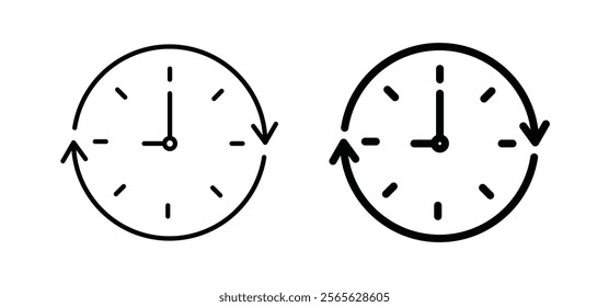 Course of time icons in black and white colors