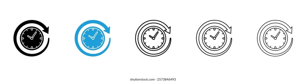 Course of time icons in filled and 3 stroke weights