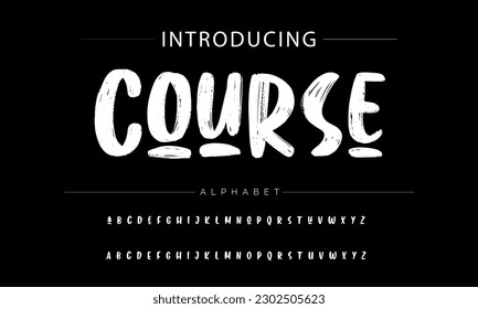 Course vector brush style font, alphabet, typeface