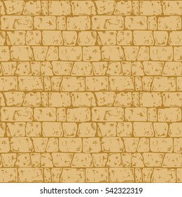 Coursed ashlar. Seamless pattern of grunge stone wall. Vector illustration texture in ink hand drawn style.