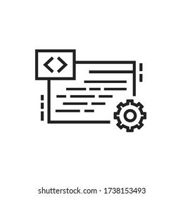 IT Courses Black Line Icon. Programming, Coding Learning. Software Development. E-learning. Pictogram For Web Page, Mobile App. UI UX GUI Design Element. Editable Stroke.