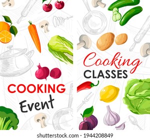 Courses and lessons, cooking classes or special event. Website banner for online page in internet. Masterclass and training, cuisine and dishes preparation. Workshop and recipes. Vector in flat style