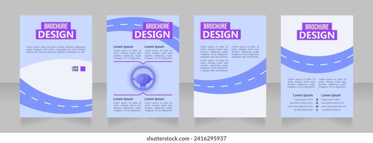 Courses for new drivers blank brochure design. Template set with copy space for text. Premade corporate reports collection. Editable 4 paper pages. Bebas Neue, Ebrima, Roboto Light fonts used