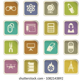 Courses school colored paper stickers with icons