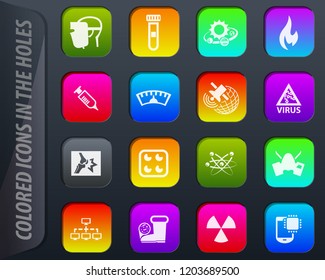 Courses school vector colored icons in the holes easily adapt to any background