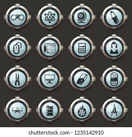 Courses school vector stylish round buttons for mobile applications and web