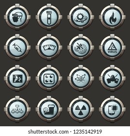 Courses school vector stylish round buttons for mobile applications and web