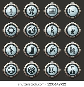 Courses school vector stylish round buttons for mobile applications and web
