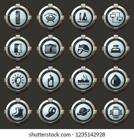 Courses school vector stylish round buttons for mobile applications and web